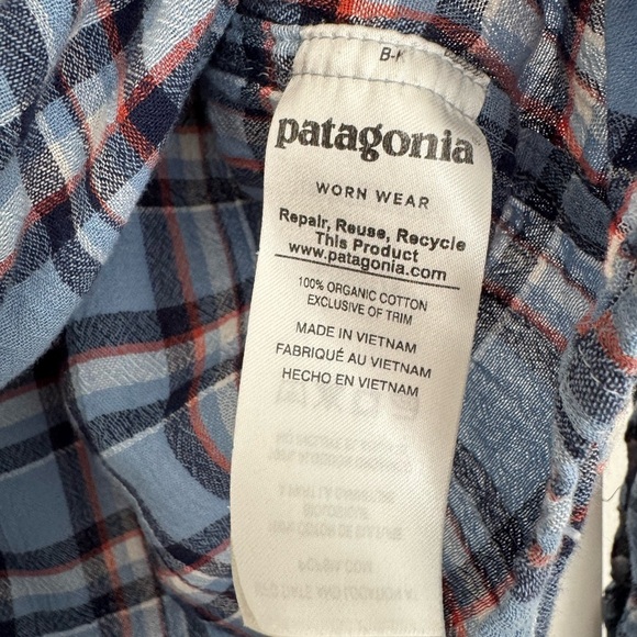 Patagonia men’s blue plaid steersman organic cotton button down shirt size small - Picture 3 of 4